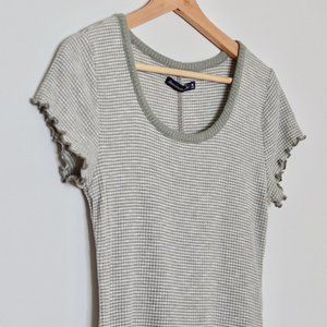 Abercrombie Striped Green Ribbed Crop Top